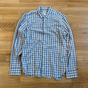 Hiroshi Kato Grey Gauze Check Button Up Shirt Medium
